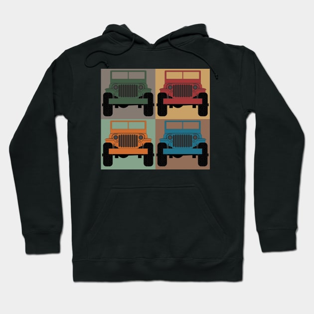 Pop Art Jeeps Hoodie by SunGraphicsLab